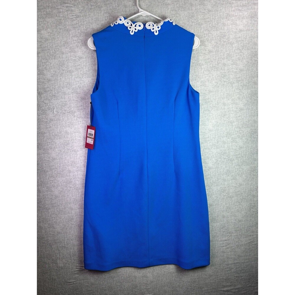 NWT Vince Camuto Sheath Dress Size 12 Vibrant Blue/White Retro Embroidered - Picture 4 of 6
